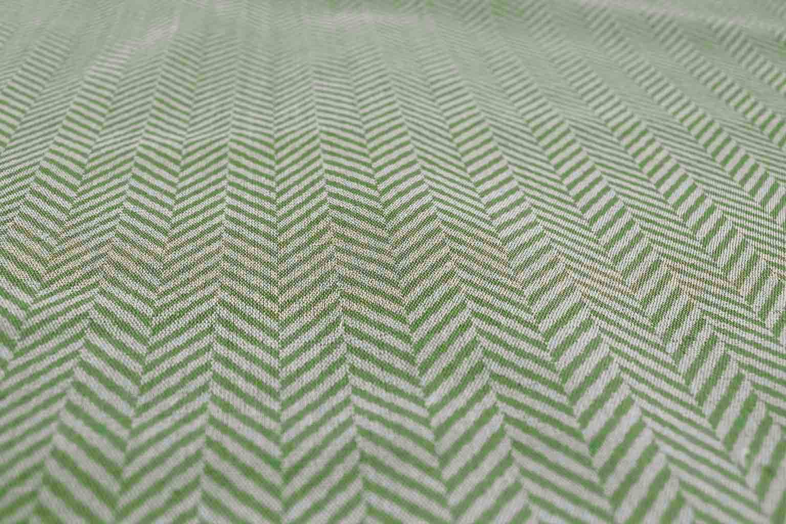 Hugo Parrot Green - Curtain fabric, abstract Green herringbone pattern