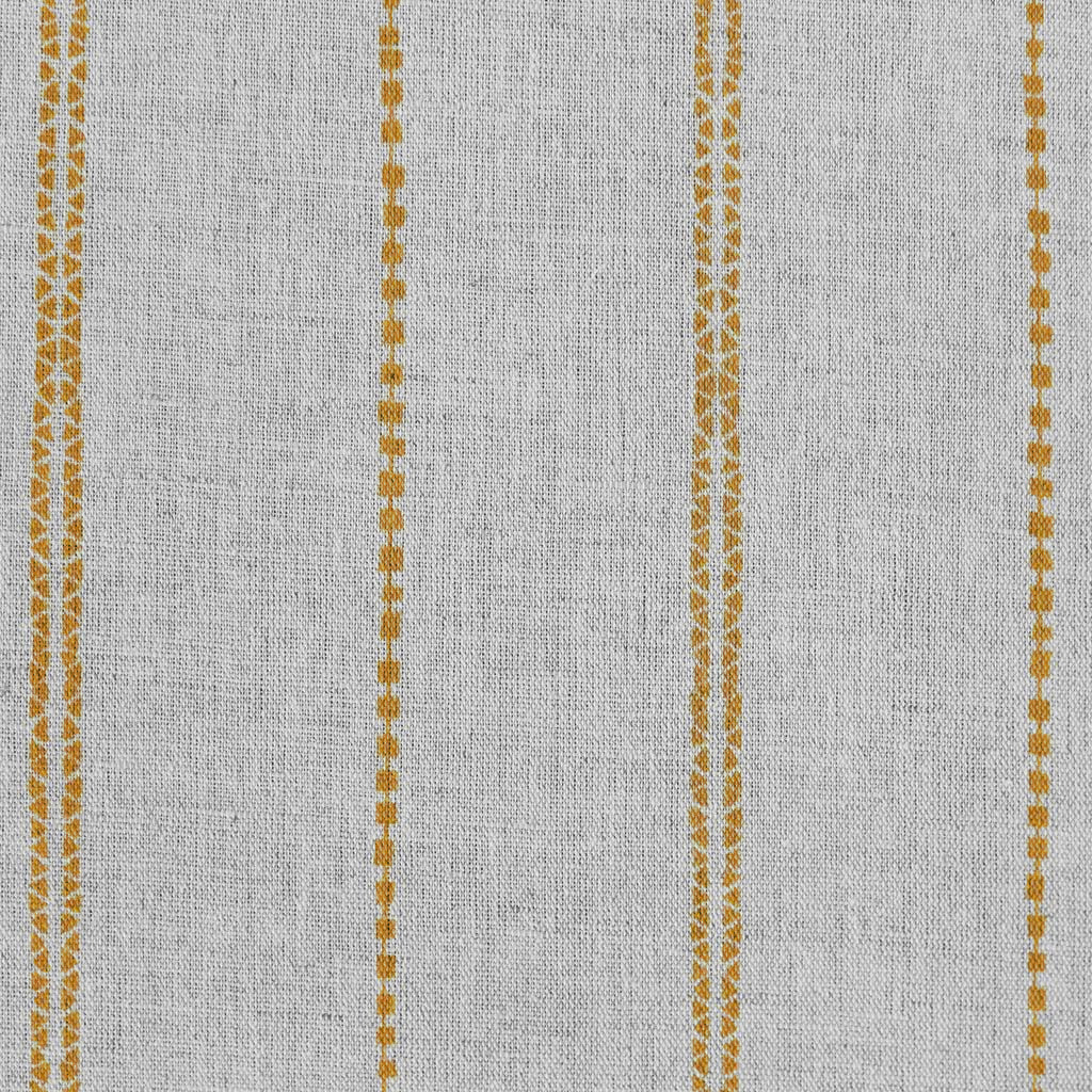 Inga-NAT Gold Ochra - Natural fabric with Yellow Orange decorative stripes, Linen Cotton mix