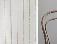 Inga Ochra - White fabric with Yellow Orange decorative stripes, 100% Linen
