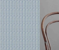 Evelina Ink-WHT - White curtain fabric with Blue Striped print