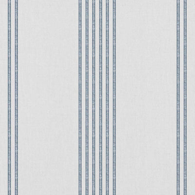 Brea Ink-WHT - White fabric with Striped Dark Blue print