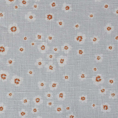 Janika Tangerine - Linen curtain fabric - Orange flower print on Grey background