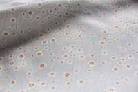 Janika Tangerine - Linen curtain fabric - Orange flower print on Grey background