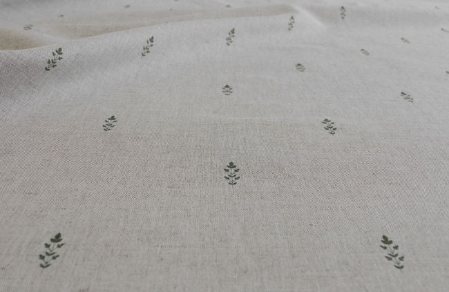 Asli Khaki - Natural fabric with classical Green pattern