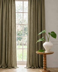 Khaki Green Linen Curtains with cotton lining. Made of soft Linen Cotton. Enni Khaki by Ada & Ina