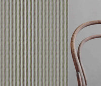 Evelina Khaki - Natural curtain fabric with Green and Brown Striped print