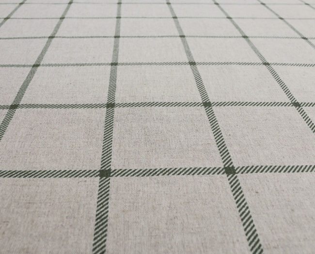 Tove Khaki - Checked fabric with Green checks for curtains, roman blinds