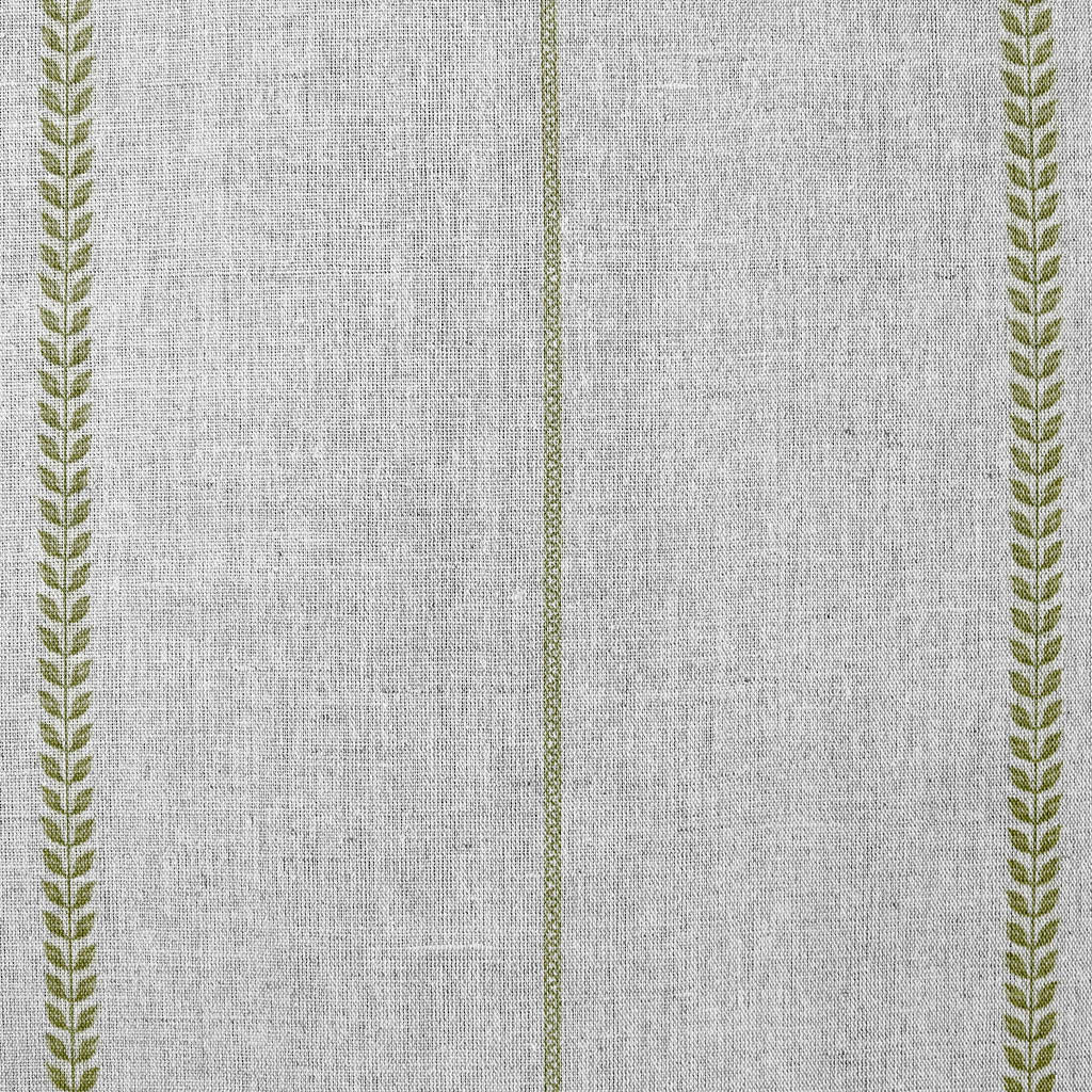 Berit-NAT Khaki - curtain fabric with Green striped print