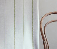 Berit-NAT Khaki - curtain fabric with Green striped print