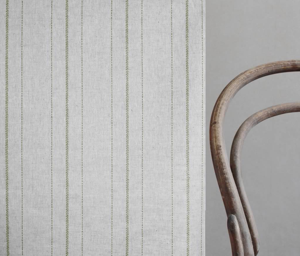 Inari Khaki - Curtain fabric with Green striped print