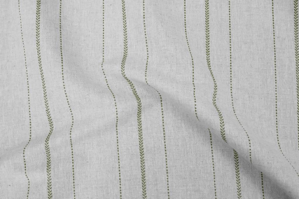 Inari Khaki - Curtain fabric with Green striped print