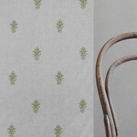 Lisana-NAT Khaki - Curtain fabric with Green abstract print