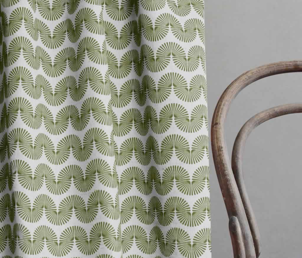 Ofira Khaki - Curtain fabric with Green abstract print