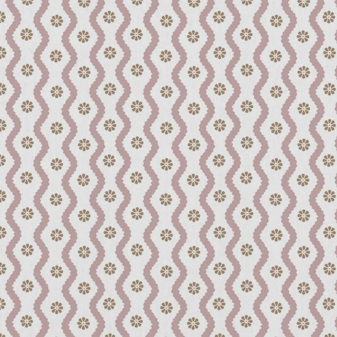 Pale Pink Abstract Linen Curtain Fabric - Kirabe Sage-WHT - White base fabric.