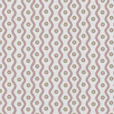 Pale Pink Abstract Linen Curtain Fabric - Kirabe Sage-WHT - White base fabric.