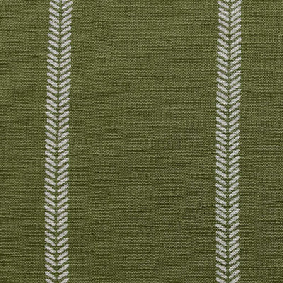 Rana Leaf- Green curtain fabric with hand drawn stripes