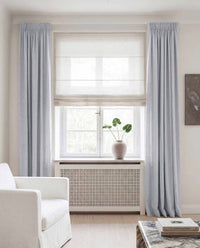 Light Blue Linen curtains blackout lined - pre-washed linen. Bianco Pale Blue by Ada & Ina.