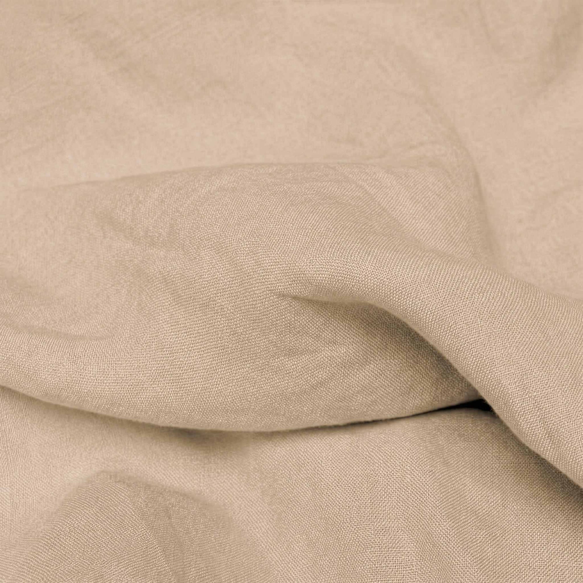 Light brown Linen Fabric - close-up. Mariana Bisque by Ada & Ina