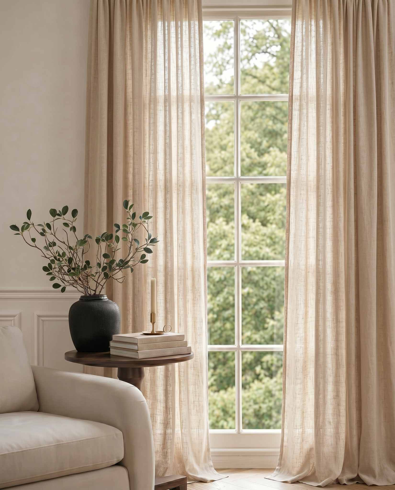 Light brown Linen Unlined Curtains. Mariana Bisque by Ada & Ina