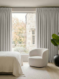 Light Grey Bedroom Linen curtains Blackout lined - made of 100% pre-washed linen fabric Bianco Dove by Ada & Ina.