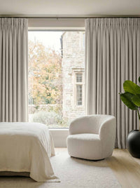 Light Grey Bedroom Linen curtains Blackout lined - made of 100% pre-washed linen fabric Bianco Pearl by Ada & Ina.