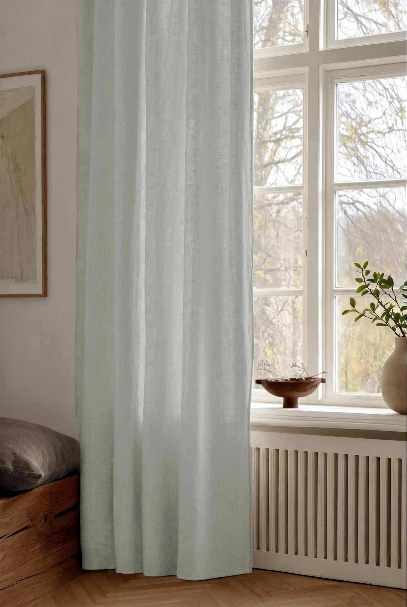 Light Grey Custom made Curtain. Linara Dove by Ada & Ina