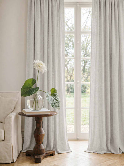 Light Grey Linen Curtains - Cotton lined. Made of pre-washed 100% linen Bianco Dove by Ada & Ina.