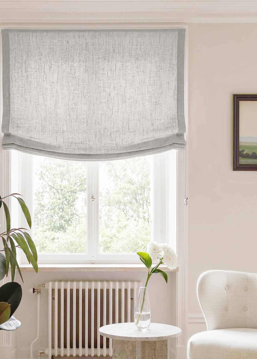 Light Grey Relaxed linen blind - pre-washed. Bianco Dove by Ada & Ina.