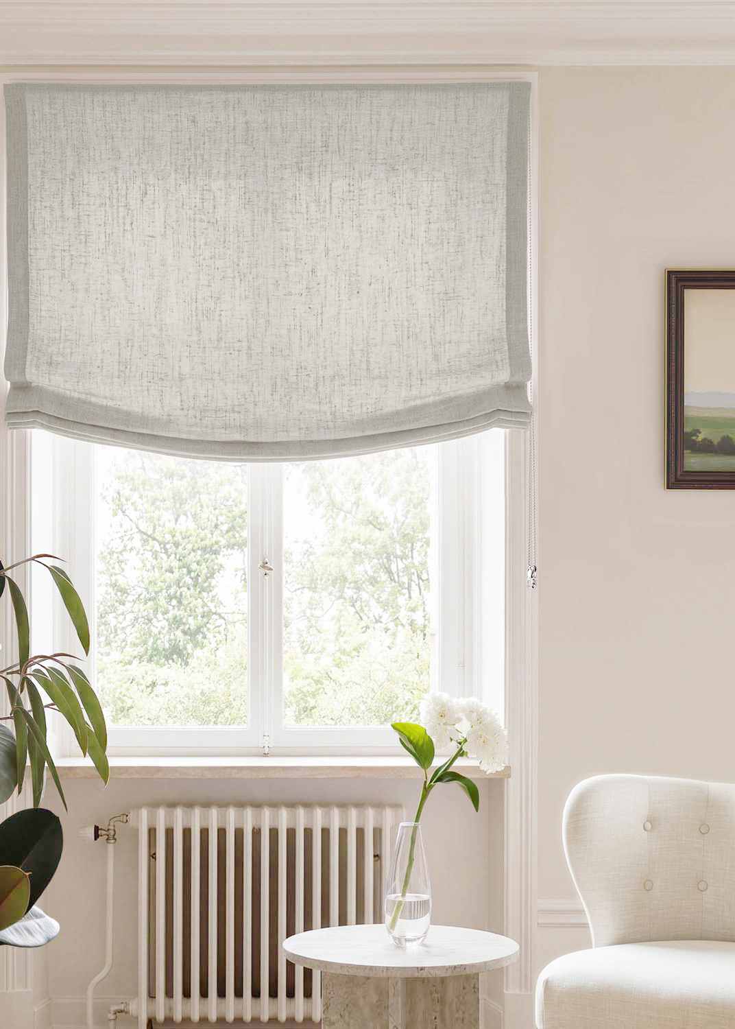 Light Grey Relaxed linen blind - pre-washed. Bianco Pearl by Ada & Ina.