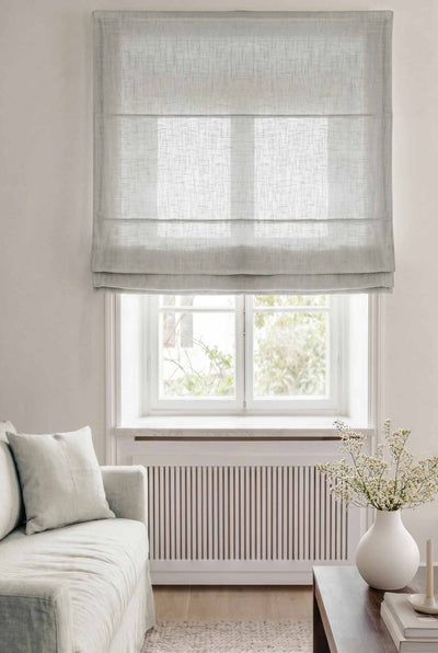 Light Grey Linen Roman blind. Linara Dove by Ada & Ina