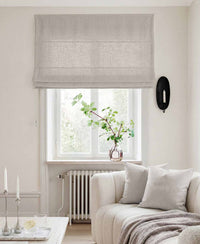 Light Grey Linen Roman blind - Cotton lined. Made of pre-washed 100% linen Bianco Clay by Ada & Ina.