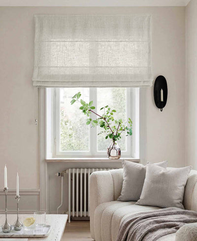 Light Grey Linen Roman blind - Cotton lined. Made of pre-washed 100% linen Bianco Pearl by Ada & Ina.