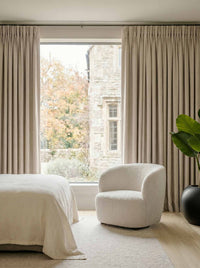 Light Natural Bedroom Linen curtains Blackout lined - made of 100% pre-washed linen fabric Bianco Oatmeal by Ada & Ina.