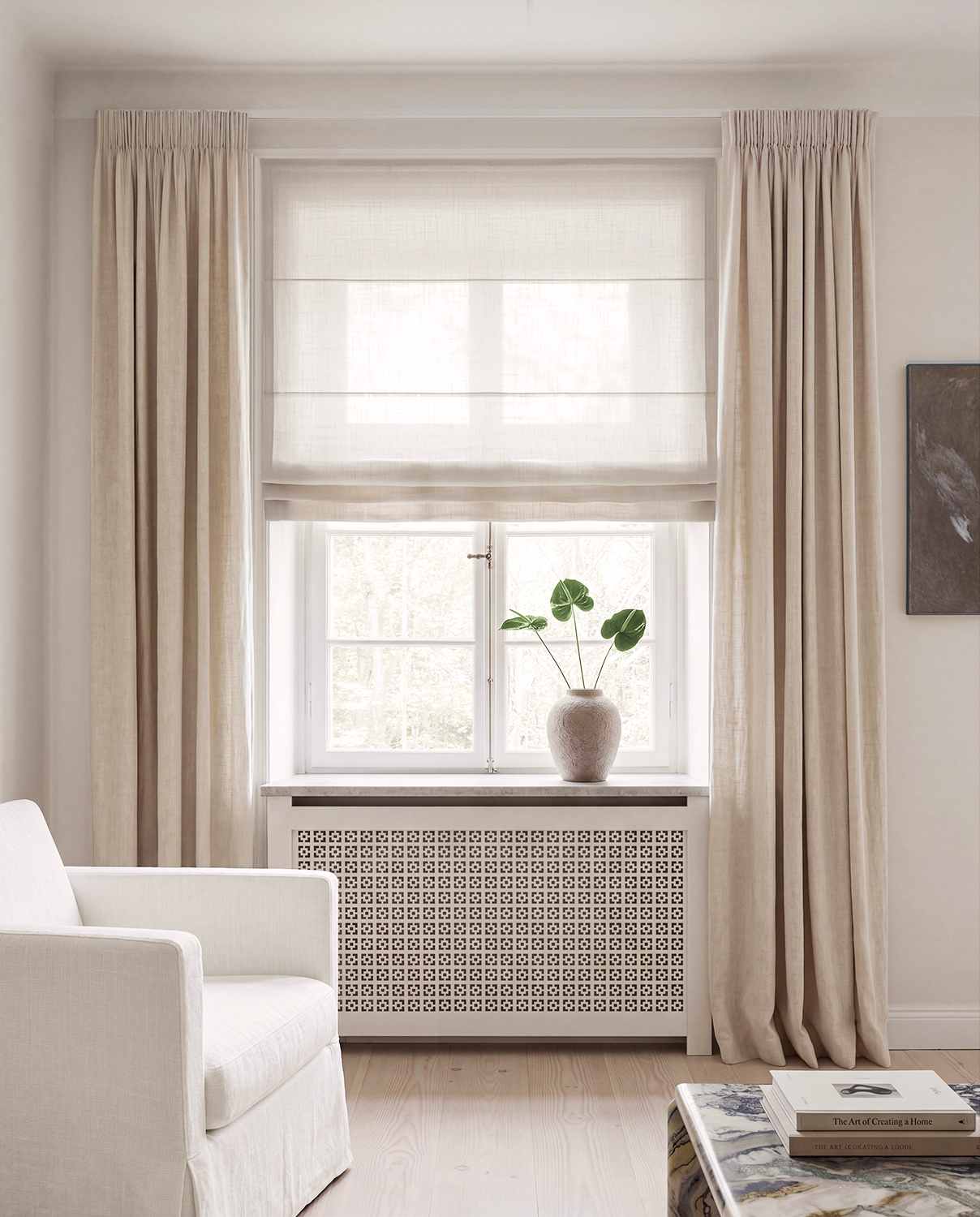 Light Natural Linen curtains blackout lined - pre-washed linen. Bianco Oatmeal by Ada & Ina.