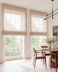 Light Pink Linen Roman blinds. Made of 280 cm wide soft 100% Linen fabric Vilgot Powder Pink by Ada & Ina