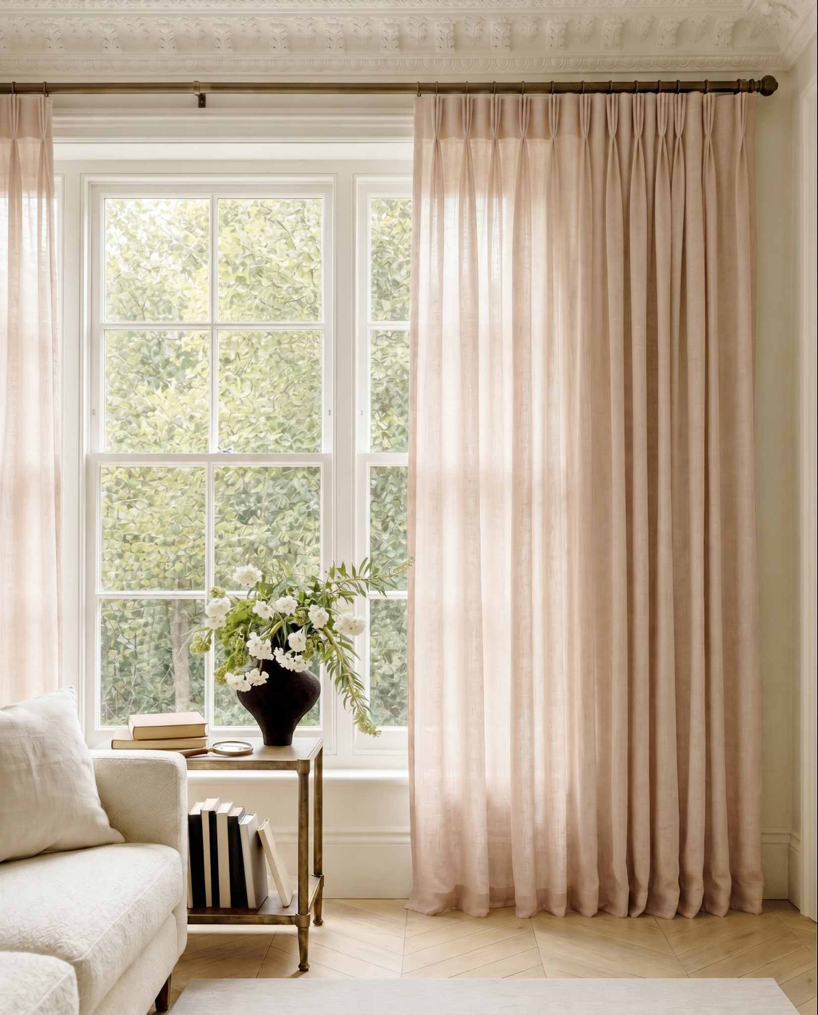 Light Pink Triple pleat curtains