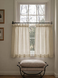 Gabriella Oatmeal- Natural Linen Cafe Curtains perfect for Kitchen and Bathrooms