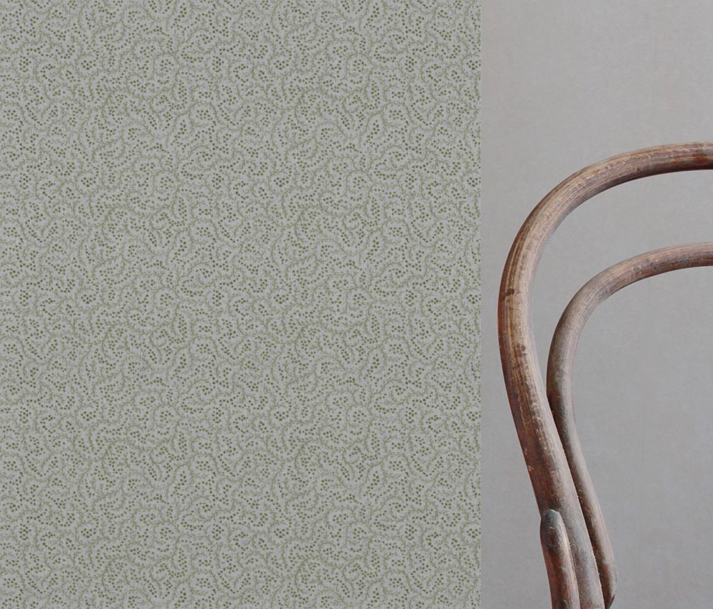 Green Abstract Linen Curtain Fabric - Freeda Khaki - Natural base fabric.