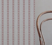 Pink Abstract Striped Linen Curtain Fabric - Margarie Pink - Natural base fabric.
