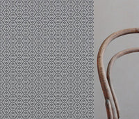Grey Patterned Linen Curtain Fabric - Brita Ash - Natural base fabric.