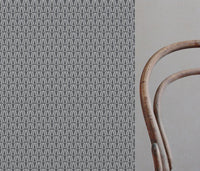 Grey Patterned Linen Curtain Fabric - Elva Ash - Natural base fabric.
