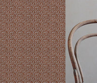 Orange Floral Linen Curtain Fabric - Miny Terracotta - Natural base fabric.