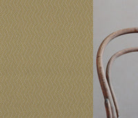 Yellow Patterned Linen Curtain Fabric - Vera Mustard - Natural base fabric.