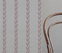 Shena Crimson Red - Natural fabric with botanical Red print