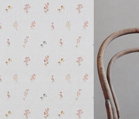Multi-Coloured Floral Linen Curtain Fabric - Bridget-WHT - White base fabric.