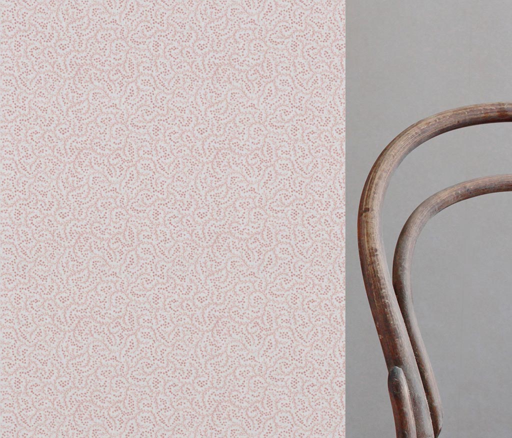 Pink Abstract Linen Curtain Fabric - Freeda Dusty Pink-WHT - White base fabric.