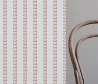 Pink Abstract Striped Linen Curtain Fabric - Margarie Peony-WHT - White base fabric.