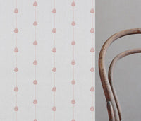 Pink Patterned Stripe Linen Curtain Fabric - Maybel Dusty Pink - WHT - White base fabric.