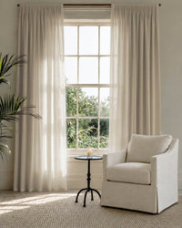 Made To Measure Curtains in Linen Fabric. Semi Sheer Curtains in pure Oatmeal linen.