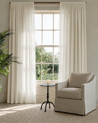 Made To Measure Curtains in Linen Fabric. Semi Sheer Curtains in pure Off White linen.